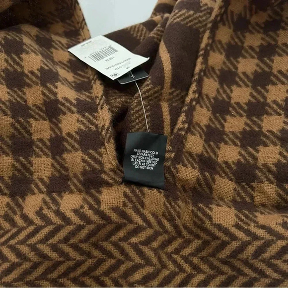 Steve Madden Plaid Kimono Ruana Reversible Brown Multi One Size Fits All - Picture 13 of 13